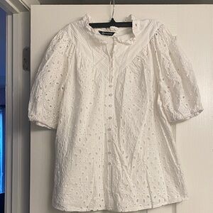 Chic White Eyelet Blouse